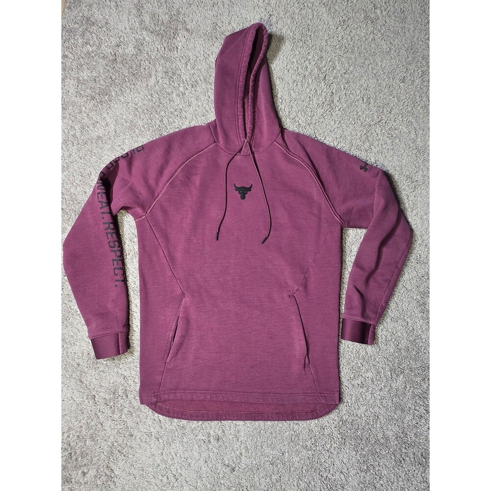 Under Armour Project Rock Hoodie Medium Blood Sweat Respect Purple Maroon